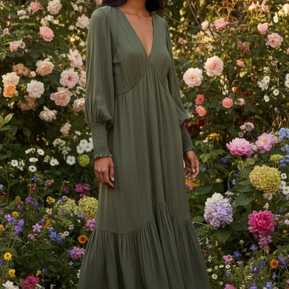 Banana Republic Olive Long Sleeve Dress - Picture 2 of 10